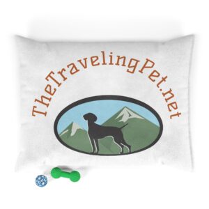 Cozy Pet Bed with Travel Themed Design, Dog Bed, Cat Bed, Personalized Pet Furniture, Ideal for Home or Travel