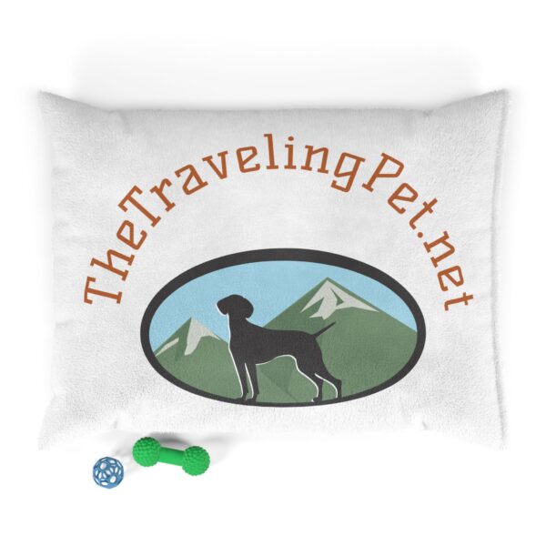 Cozy Pet Bed with Travel Themed Design, Dog Bed, Cat Bed, Personalized Pet Furniture, Ideal for Home or Travel